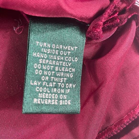 Ralph Lauren Claret Striped Velvet 3/4 Sleeve Maroon Top Size Large - Picture 5 of 8
